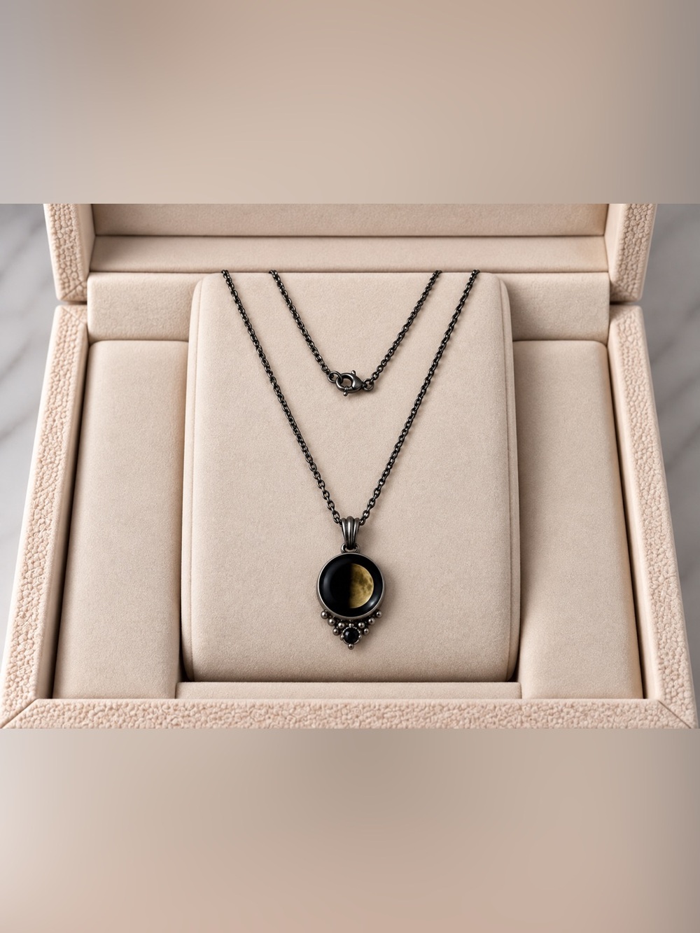 Black Moonstone Pendant Necklace - Unbranded